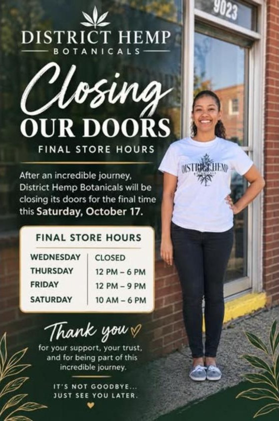 District Hemp Botanicals Closes Its Manassas Doors Saturday, Oct. 17